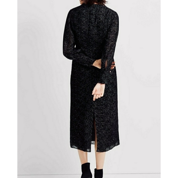 Club Monaco black deep-v burn out midi dress 2 - Picture 6 of 8